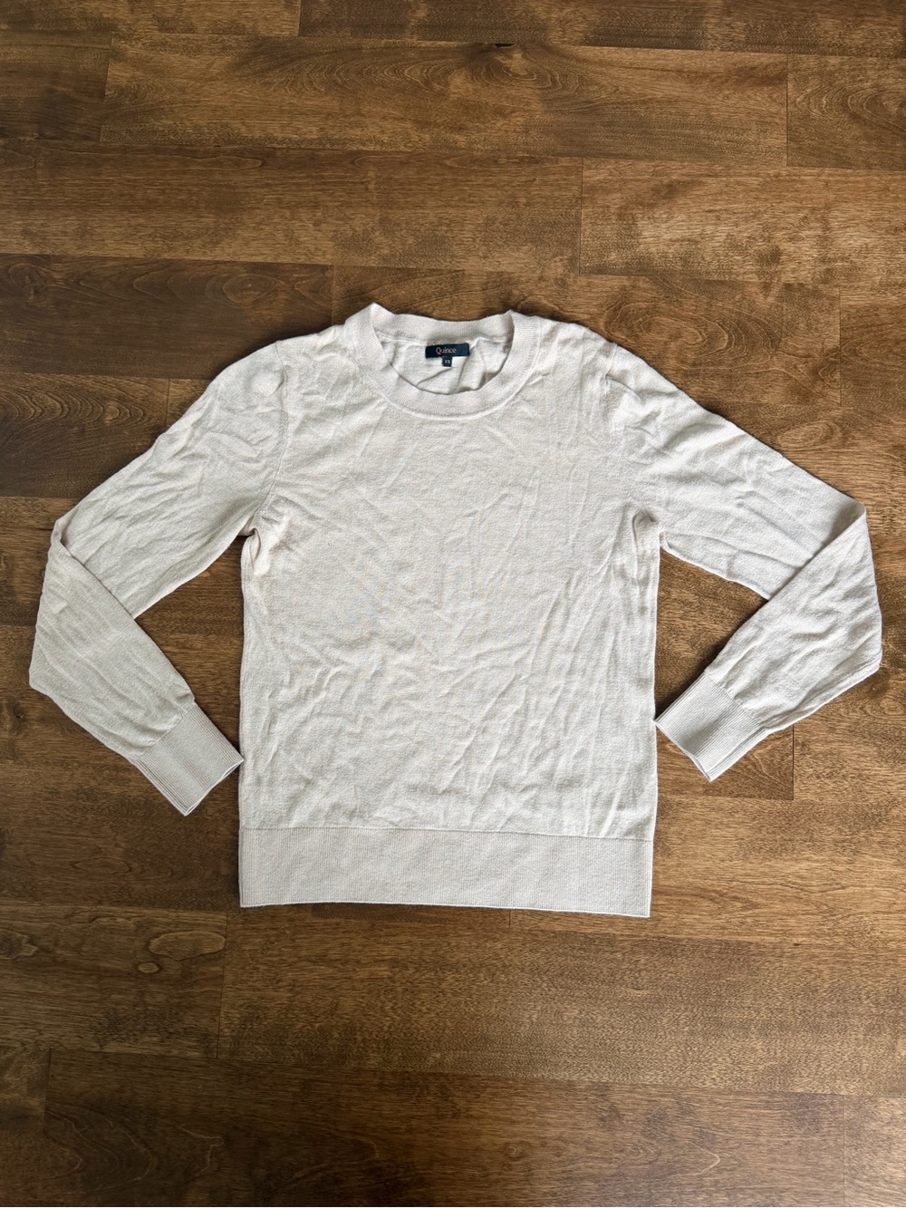 Quince Cream Cashmere Blend Crewneck Sweater XS Organic Cotton